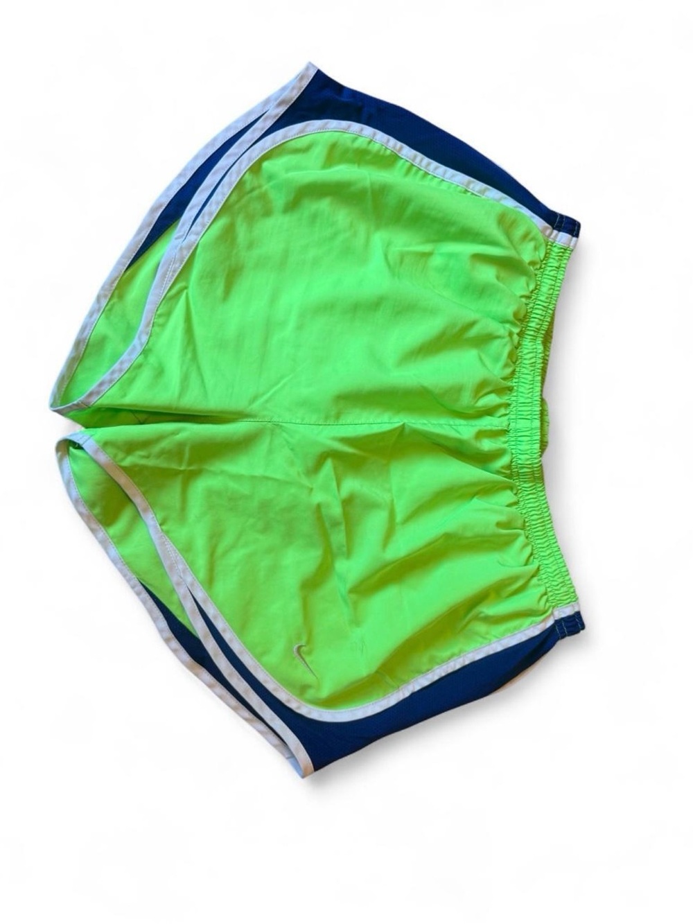 Nike Lime Green Athletic Shorts with Navy Trim